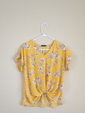 Small West Kei Yellow Floral Top Shirt